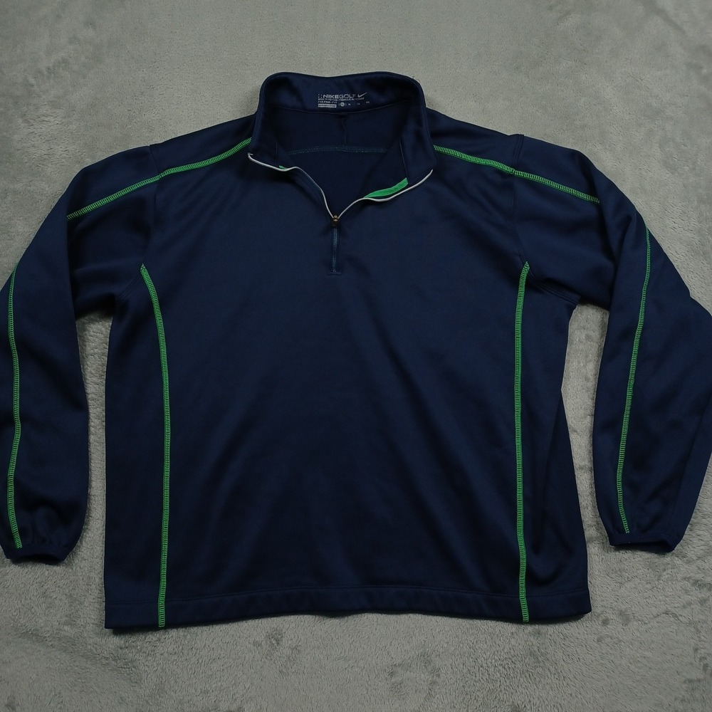 Nike Sweater Mens XL Blue 1/4 Zip Pullover Golf‎ Therma Fit Fleece Pullover
